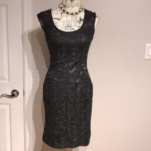 ✈️Vintage Y2K Sue Wong Vintage Embellish beads cocktail dress Shift Sheath Bead